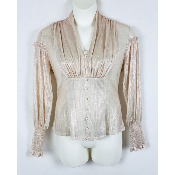 Scarlet Darkness Top Large Gold Victorian Steampunk Regency Edwardian Goth Glam - Picture 1 of 7